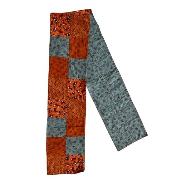Decorative table runner with butterflies and other patterns, orange and blue - Picture 1 of 7